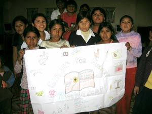 thank you poster Kids colored a big thank-you poster to send to BiblioWorks in North Carolina.